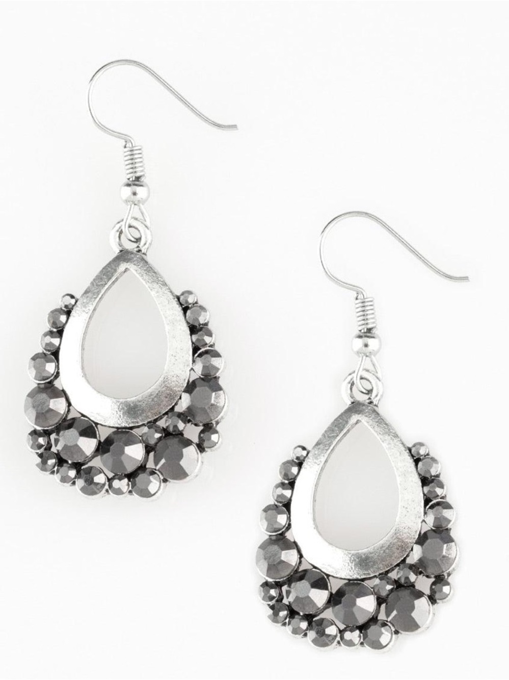 Table For Two - Silver Tone Teardrop Dangle Earrings